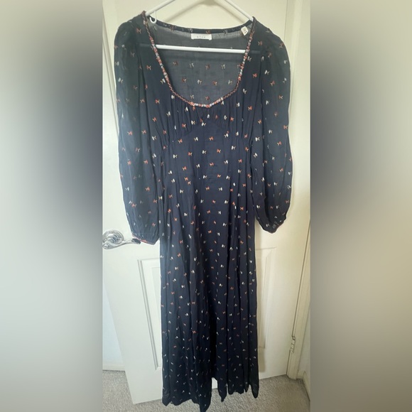 DÔEN Carolina Dress in Navy Carnation Embroidery - Picture 2 of 8